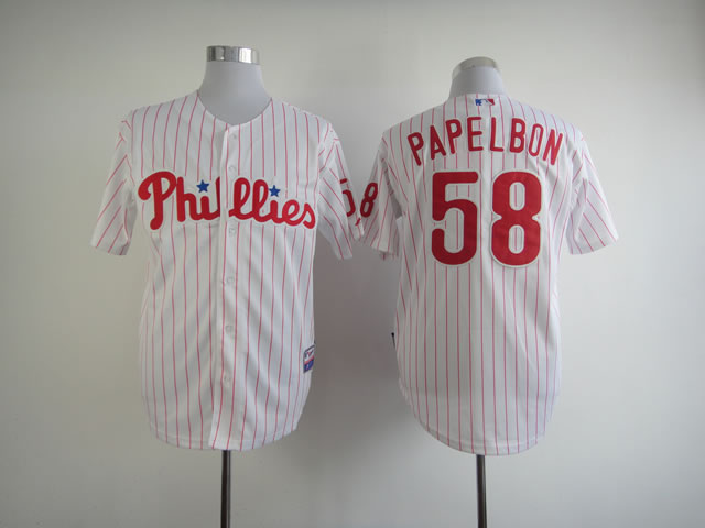 Men Philadelphia Phillies #58 Papelbon White MLB Jerseys